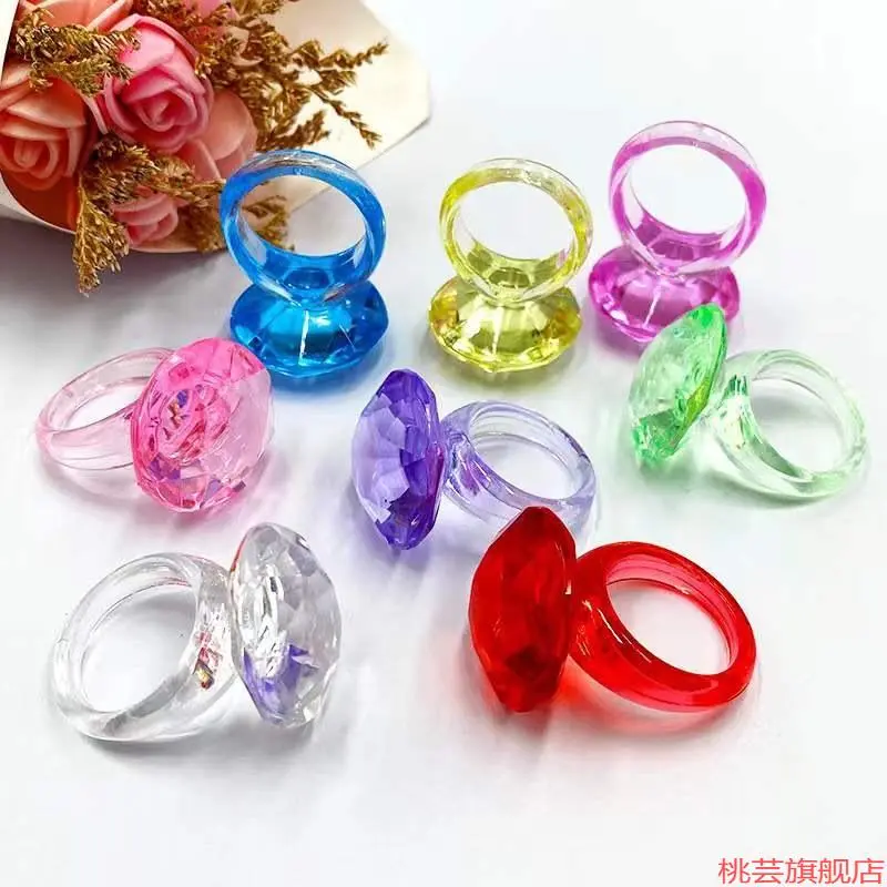 Children's Ring Set Decorations Transparent Gemstone Rings DIY ...