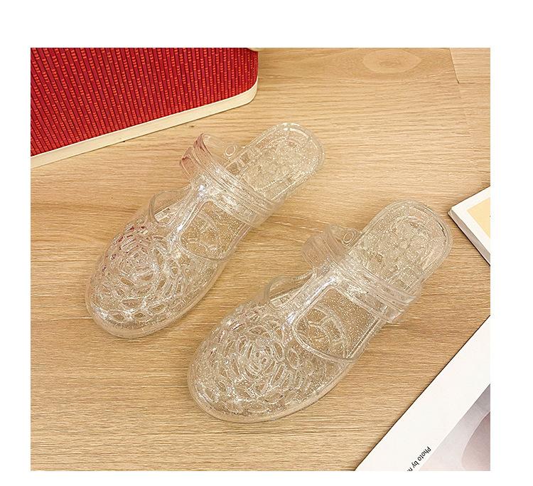 Product Introduction of Dép Lê Thời Trang, Xuyên Biên Giới, Dành Cho Nữ, Mặc Ngoài Trời Mùa Hè, Mũi Tròn, Khoét Lỗ Phẳng, Màu Trơn Chất Liệu PVC Trong Suốt, Phong Cách Thường Ngày Dép Lười Nữ 28