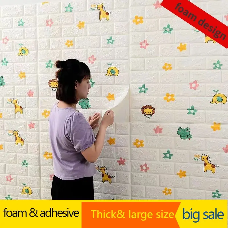 Giấy Dán Tường Dính Để Trang Trí Tường, Giấy Dán Tường 3D Chống Thấm Nước, Panner, Miếng Dán Tường Gạch, Giấy Dán Tường Xốp, Thiết Kế Giấy Dán Tường Phòng Ngủ 4