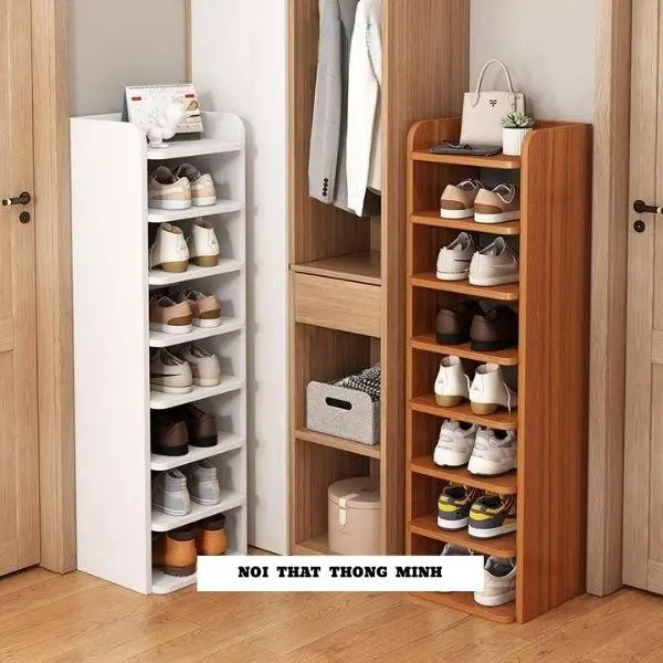 Kệ Giày Dép Gỗ 7 Tầng Decor, Trang Trí Phòng Gỗ MDF Thiết Kế Phong Cách Nhật Bản