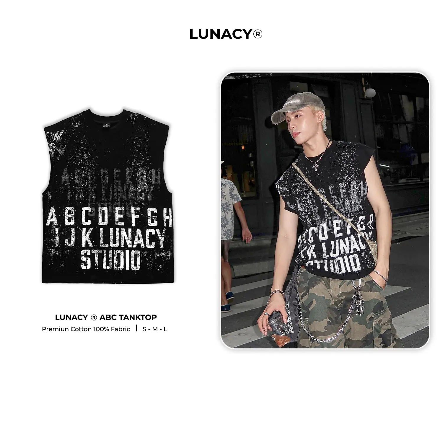 Áo Tanktop ABC form rộng nam nữ Lunacy cotton 2 chiều co dãn, thấm hút