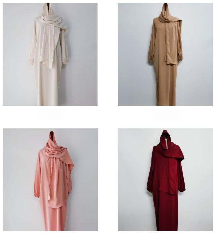 Product Introduction of New Robe Abaya with Hijab Loose Solid Color Basic Dress ~ singapore 2
