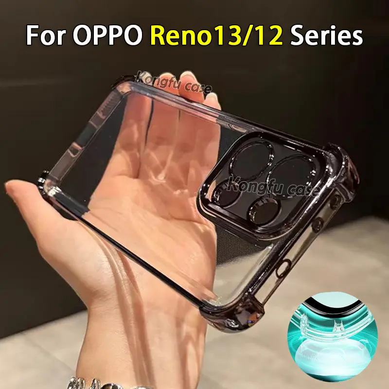 Colour Clear Casing For OPPO Reno13 12 Pro F OPPOReno13Pro Reno12Pro Reno 13 12 F 5G Electroplate Transparent TPU Phone Case Shockproof Casing Protection Anti-fall Soft Back Cover