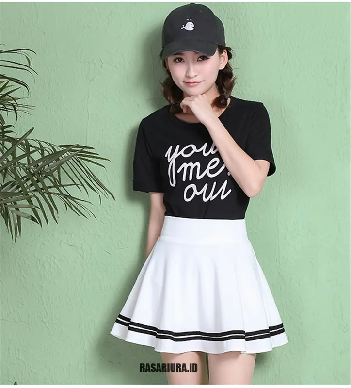 korean style rok wanita list putih terbaru jumbo rok mini olahraga rok zumba rok senam zumba rok wanita jumbo list rok korea Sport Nyaman Sport Wanita 2