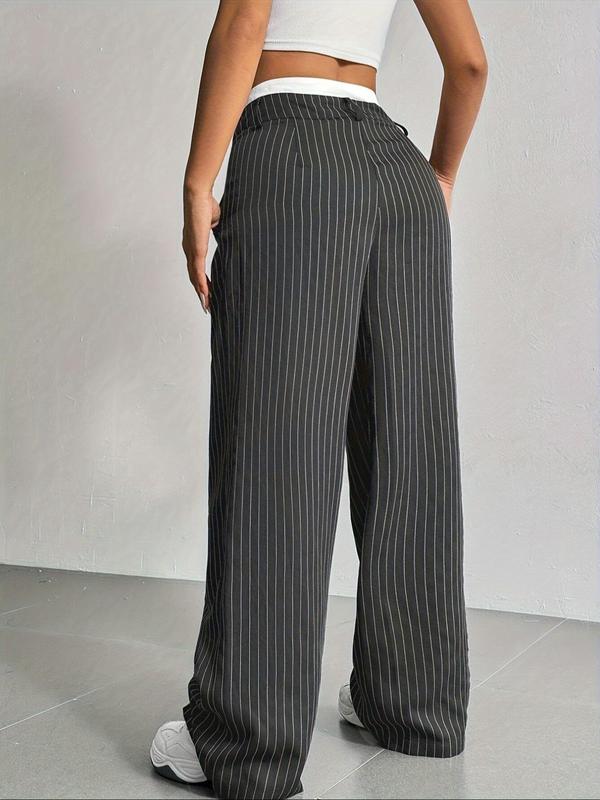 Women's Striped Print Straight Leg Pants, Casual Comfy Trousers for Daily Wear, Ladies Bottoms for All Seasons,  Trousers for Women 5