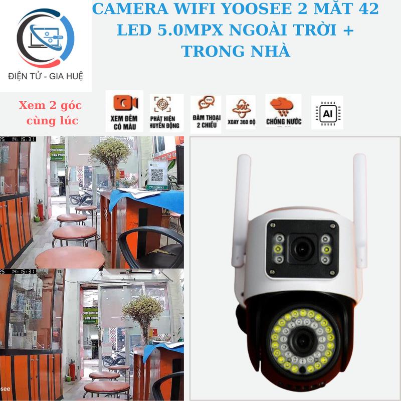 Camera Wifi Yoosee 2 Mắt 4.0Mpx 42Led Ngoài Trời, Hình Ảnh Ban Đêm Sắc Nét, Xoay 360 Độ, Xem 2 Màn Hình Cùng Lúc, Ban Đêm Có Màu, Đàm Thoại 2 Chiều - Camera Yoosee 2 Mắt Ngoài Trời - Cam Yoosee Ngoài Trời 2 Mắt - Điện Tử Gia Huệ - Bảo Hành 6 Tháng