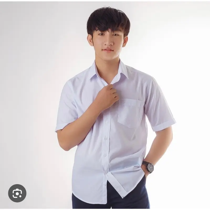 Áo sơ mi CHÂN CỔ XANH HÀNG TỐT đồng phục học sinh nam 15-80kg ( cấp 1,cấp 2,cấp 3) Menswear 4
