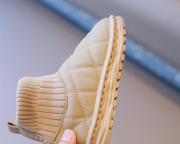 Product Introduction of Children's snow boots for winter, boys' short boots with thick fleece, girls' cotton boots, socks, big children's sports shoes 23
