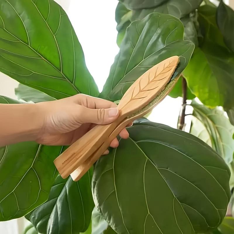 Product Introduction of Wooden Handle Leaf Cleaning Tongs, Effortless Double-sided Plant Leaf Cleaning Tool, Dust Removal Tool for Indoor Outdoor House Plants 10