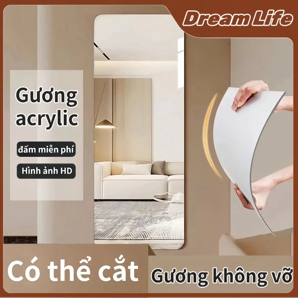 Gương soi toàn thân chống vỡ, chống va đập, treo tường, dựng đứng, gương chống vỡ