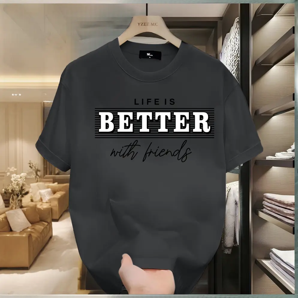 Áo Thun Nam ngắn Tay Phong Cách Anh Quốc, 100% Cotton, In Chữ, Dáng Rộng Vừa Vặn, Thoải Mái