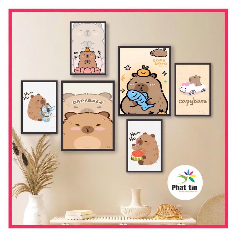 Labubu, capybara, 50 mẫu tranh Decor 6 tấm chủ đề thiếu nhi, hoạt hình, siêu nhân, gấu dâu, doreamon, hello kitty, conan,..trang trí phòng cho bé chỉ cần dán, không cần khoan tường. hiện đại. Treo Tường Đồng Phòng Khách Decor Tường