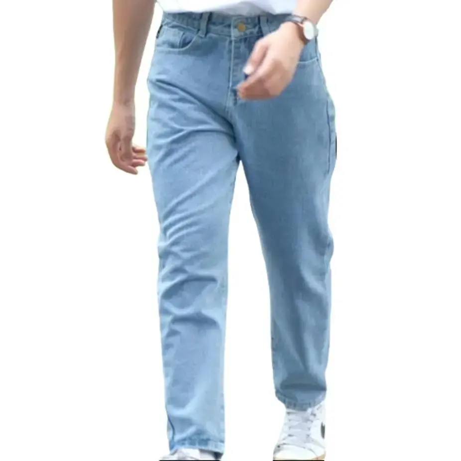 Quần baggy cạp cao màu xanh đậm Pants Jean Pants Có Túi  thường có thể giặt máy thông thường quần jean