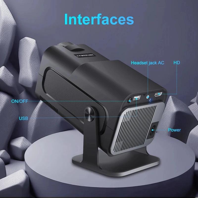 Máy Chiếu 4K Android 11, FGHGF, WiFi6 Kép, HY320, 300ANSI, BT5.0, 1920 * 1080P, Cải Tiến, Có Thể Xoay 180 °, Máy Chiếu Cầm Tay Ngoài Trời, Thích Hợp Cho Các Phòng chiếu phim 4