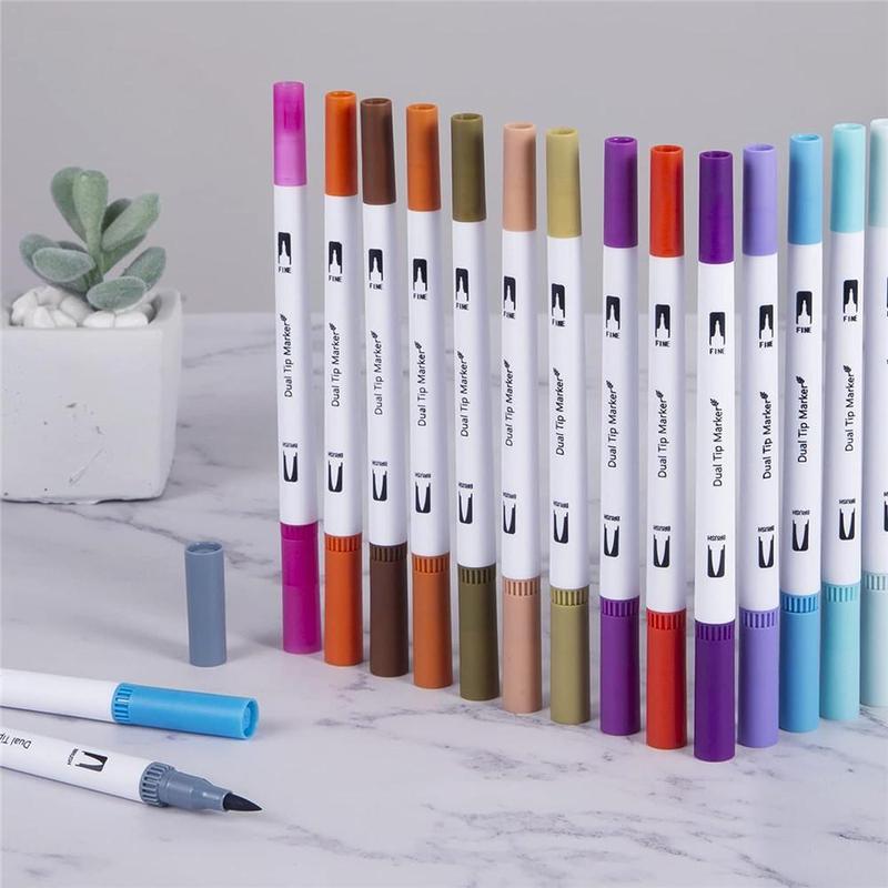 1 Set Dual Tip Marker Pen, Watercolor Marker Pen with 60 Colors, Art Pen For Calligraphy Painting Sketch 6