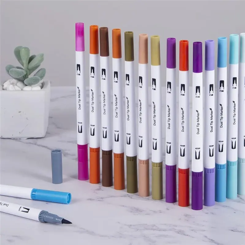 1 Set Dual Tip Marker Pen, Watercolor Marker Pen with 60 Colors, Art Pen For Calligraphy Painting Sketch 6