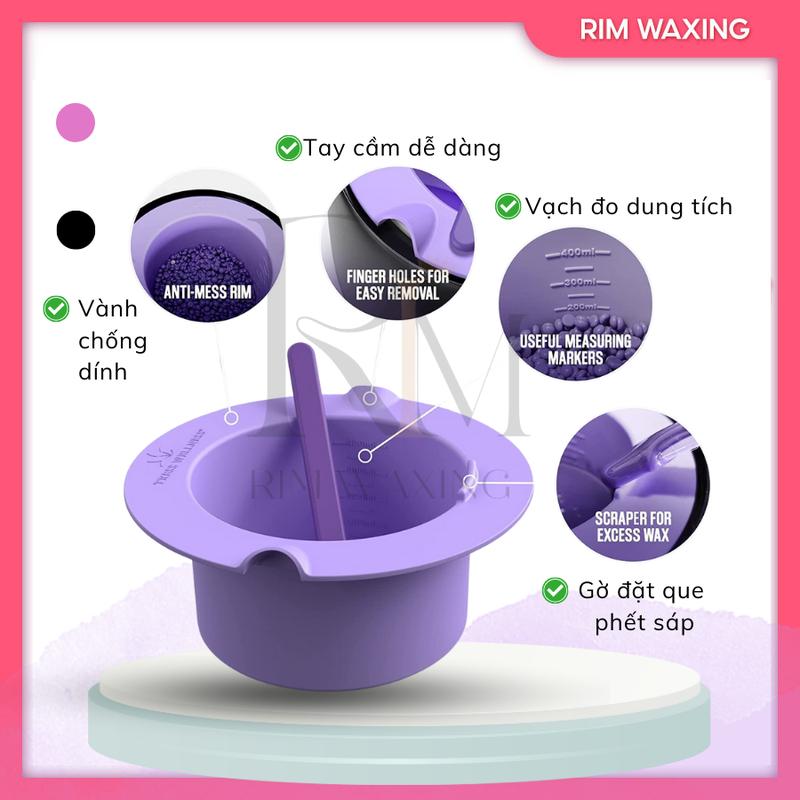 Combo Nồi Prowax100 Thế Hệ Mới Có Lòng Silicon Chống Dính + 100Gr Sáp Dừa Hồng Full Siêu Bám Lông RIM WAXING Tặng Que Phết Gỗ - 0707 5