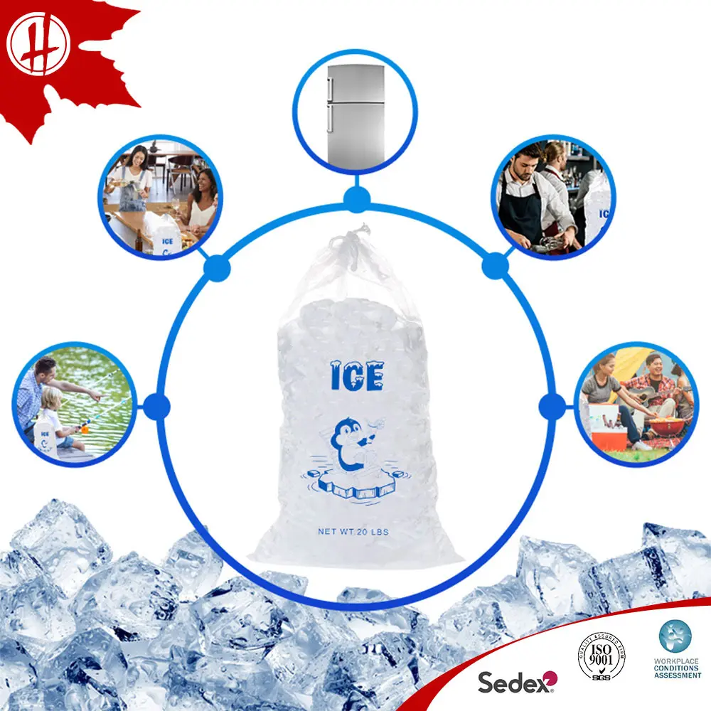 Portable Drawstring Ice Storage Bag PE Plastic Portable Ice Bag Thickened Ice Packaging Bag