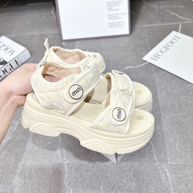 dép sandal nữ 2 quai dán trần trám. đế cao 5cm DéP GiàY Shoes 6
