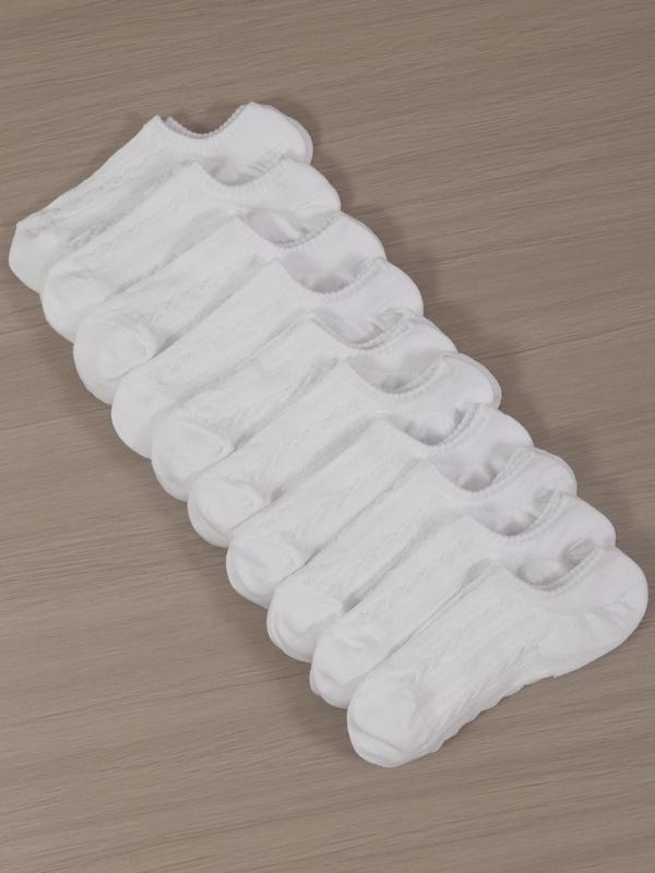 Women's 10 Pairs Textured Invisible Socks, Casual Soft Comfy Breathable Socks For Daily Wear, Women's Socks & Hosiery 6