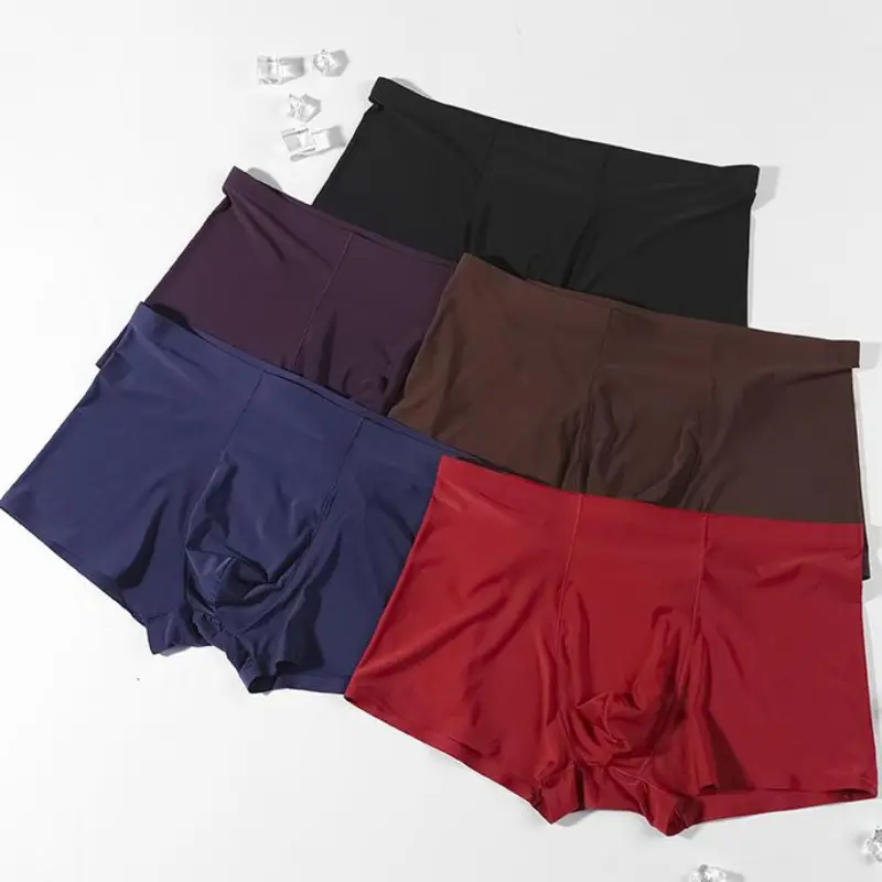 Quần Boxer Nam, Thiết Kế Trơn Cơ Bản, Vải Nylon Mềm, Thoải Mái, Thích Hợp Mặc Hàng Ngày, Đồ Lót Cho Nam 0