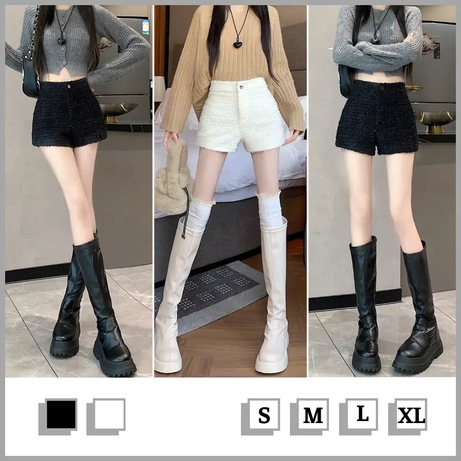 Combo 2 Quần Short Dạ Blinh Phối Nhũ Quần Cạp Cao Tôn Dáng Có Khuy Cho Nữ
