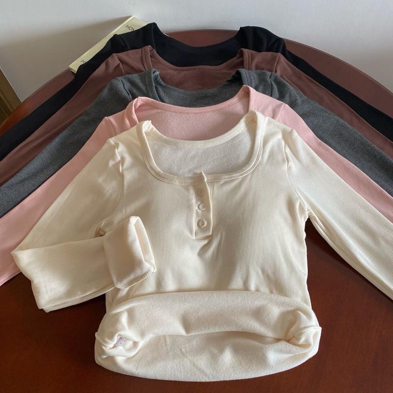 Product Introduction of เสื้อยืดดีไซน์วินเทจสีทึบผู้หญิงเสื้อยืดฤดูใบไม้ร่วงฤดูหนาววันใหม่ ที่อบอุ่นเสื้อด้านหลังดูผอมแห้งเสื้อผู้หญิง เสื้อ  ปักโบว์ Clothing Women Tshirt 1