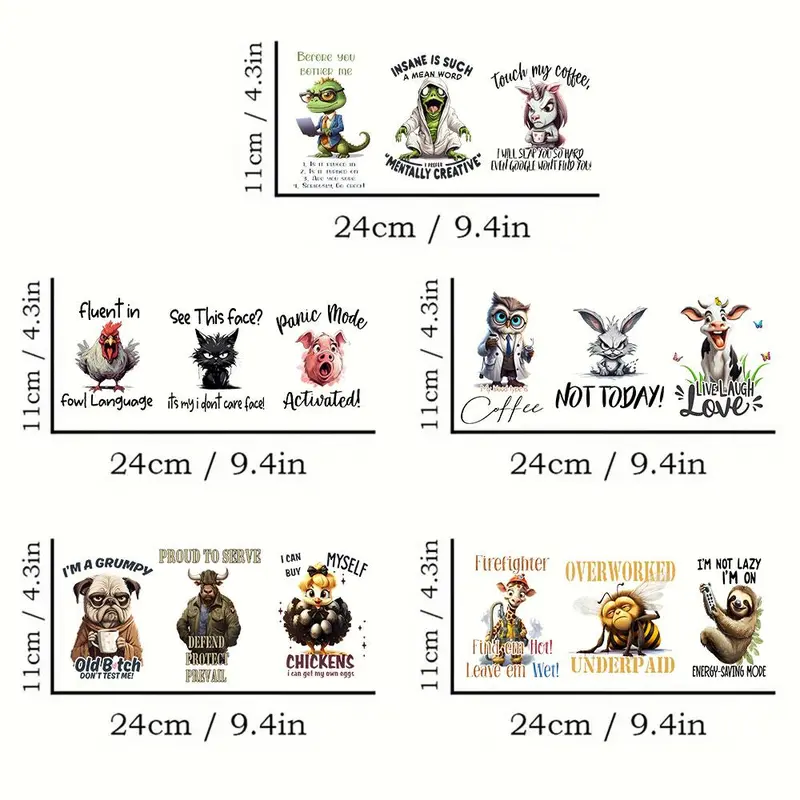 Cartoon Animal Pattern Cup Wraps, Waterproof Self-adhesive Transfer Sticker, DIY Decoration Supplies for Glass Jar Water Bottle Cup 1