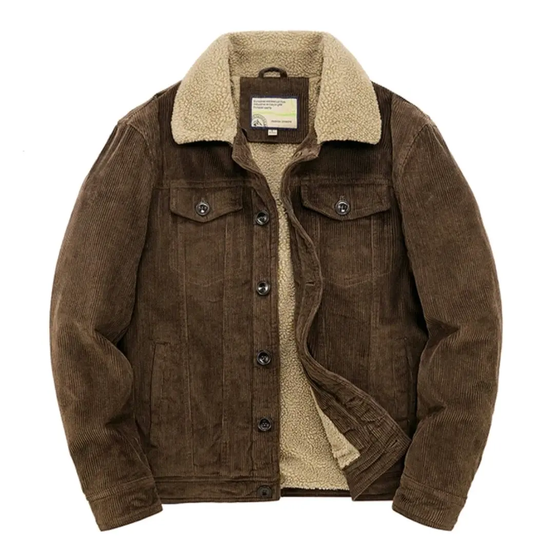 Jaket Coduroy bulu Kancing Kerah Pria