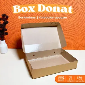 [ISI 25PCS] Box Kotak Donat Kraft Polos Laminasi isi 6pcs / Dus Kue Roti Bomboloni