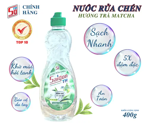 Nước rửa chén Saigon TH 400gram hương trà Matcha