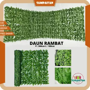 Sampai7an Daun Hias Rambat Ukuran 1 Meter x 3 Meter Daun Hiasan Pagar Dekorasi 100 Cm x 50 Cm Rumah Artificial Daun Hias Sintetis PBP58