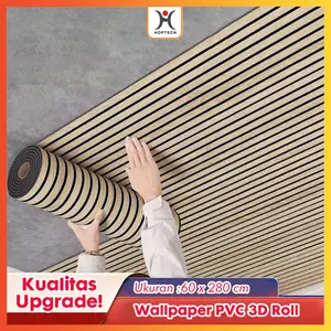 Wallpaper Sticker Wall Panel PVC Foam Premium WoodPanel 60x280CM Dekorasi Dinding Kamar Studio & TV Stiker Dinding Berperekat Praktis