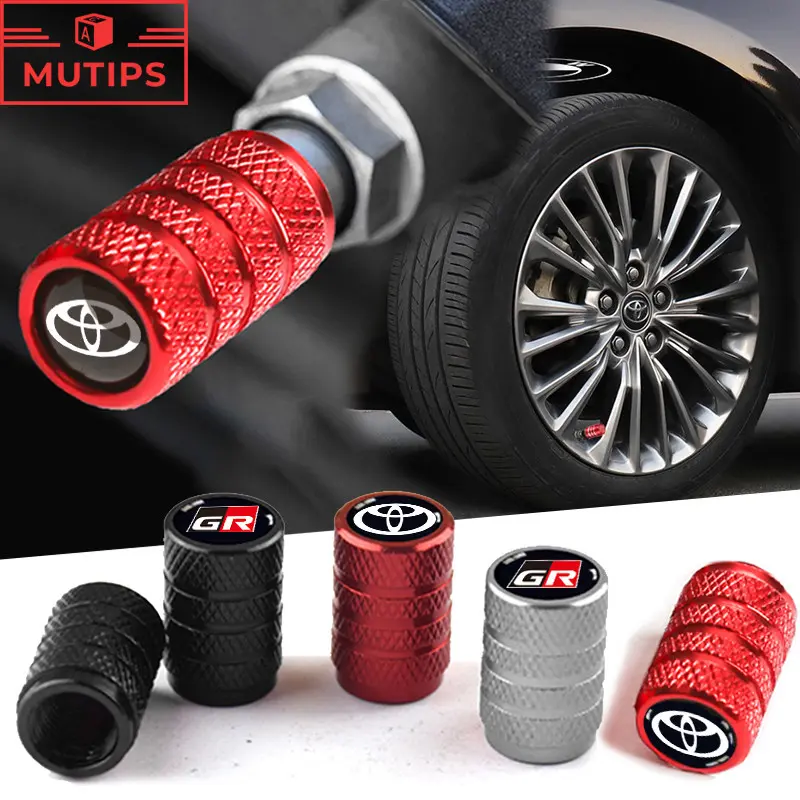 Toyota 4Pcs/Set Car Wheel Tire Valves Cap Alloy Stem Air Valve Caps Tyre Cover For Toyota GR Wigo Vios Rush Innova Hilux Raize Avanza Fortuner HiAce Yaris Corolla Altis Agya Veloz