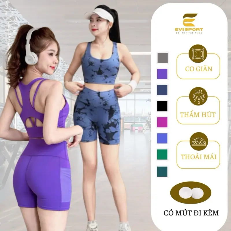 Set bộ đồ quần áo tập gym,yoga,aerobic,jumba nữ có túi
