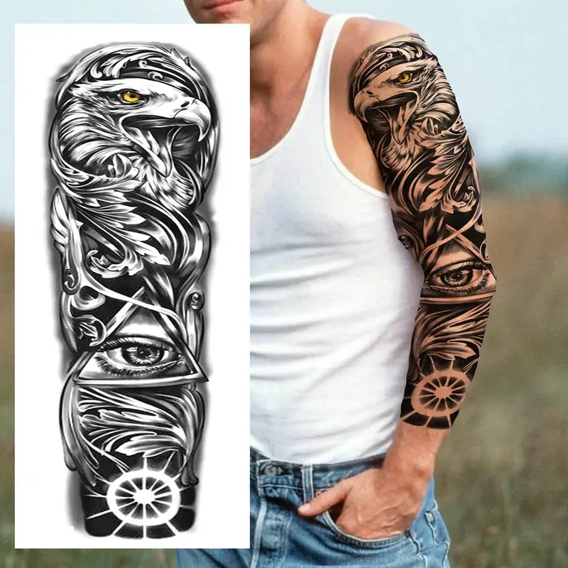 Animals Pattern Temporary Tattoo Sticker, 24pcs/set Large Full Arm Tattoo Decals for Adults, DIY Body Art Sticker for Women & Men 3