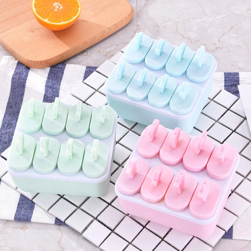 Khuôn làm kem 8 ngăn, khuôn làm kem que, kem đá tại nhà tiện lợi, chất liệu nhựa PP cao cấp an toàn, bền nhẹ khay  đá