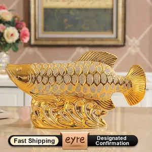 COD Ornamen Arwana Rumah TV Anggur Lemari Rak Buku Dekorasi Kreatif Ruang Tamu Kantor Toko Pembukaan Kerajinan Hadiah emas Keramik