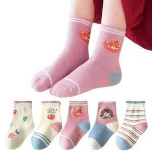 5 Pasang Kaos Kaki Anak Perempuan TK SD Panjang Motif Random Lucu Kartun Imut Bahan Katun Spandek