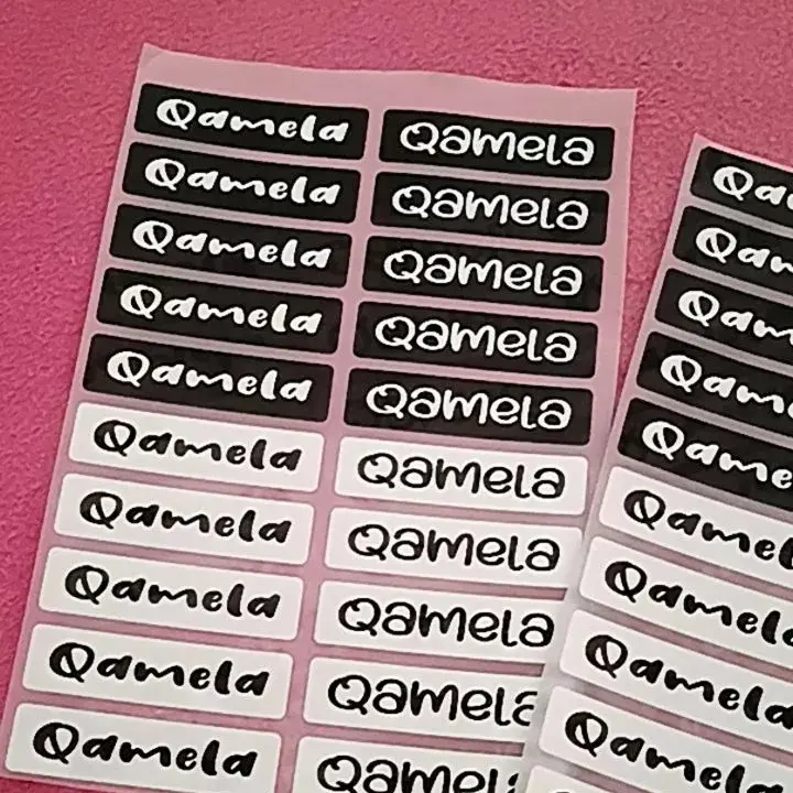 Stiker Label Nama Baju Kain Setrika Custom Anak Anti Air Sticker Sablon Baju Kain Nama Anak Santri Pondok Waterproof Tinggal Setrika Model Button 5
