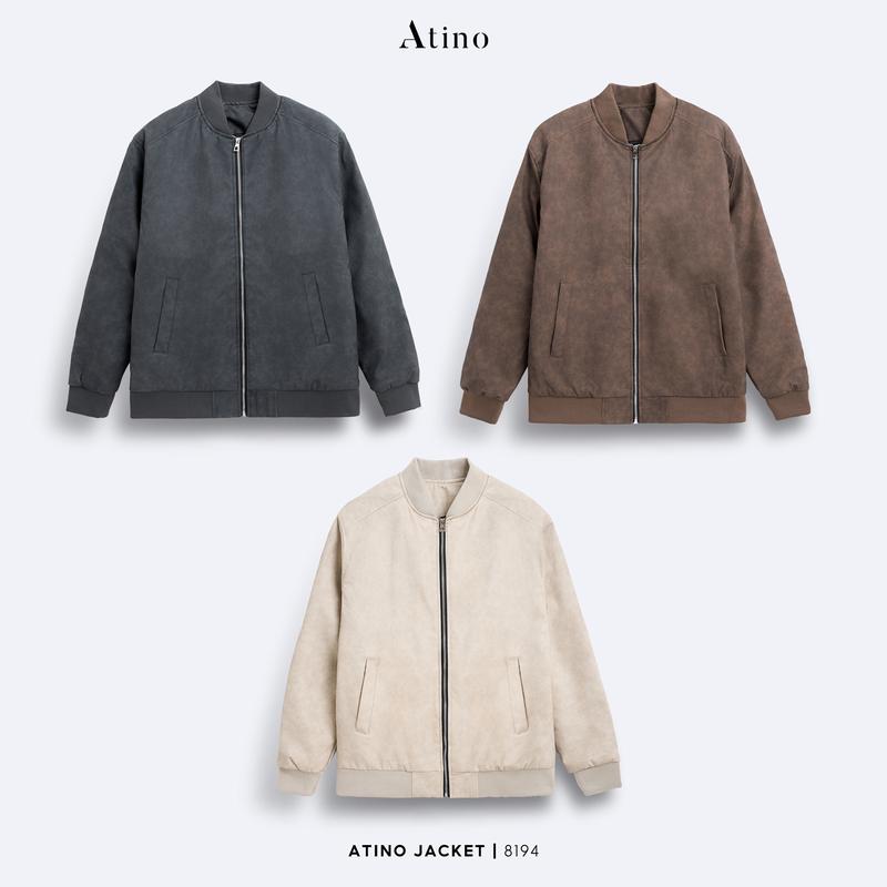 Áo Khoác Bomber Da Pu Dài Tay Nam Lót Trần Trám ATINO AKBB.L.3.8194 Menswear Jacket Bi áo khoác Navy Blazer áo khoác áo khoác áo da