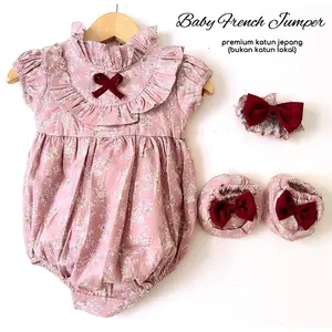 JUMPER SUIT Baju Jumpsuit Bando Sepatu Pakaian Anak Cewek Balita Lucu Murah Terlaris Bayi Katun Cod Babee Baby Shop Biru Merah