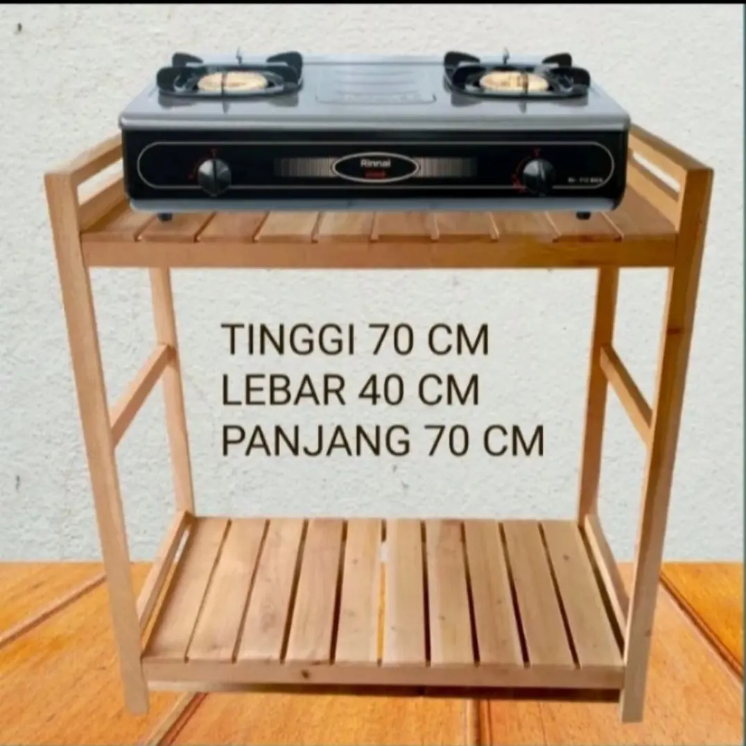 Rak kompor kayu mahoni dapur 2 susun 2 tungku