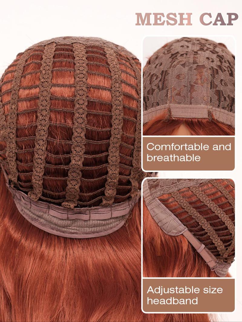Product Introduction of 30 Inch Ginger Orange Long Wavy Wigs for Women, Gorgeous Fluffy Wigs without Bangs, Synthetic Full Machine Wigs for Party, Daily Use 6