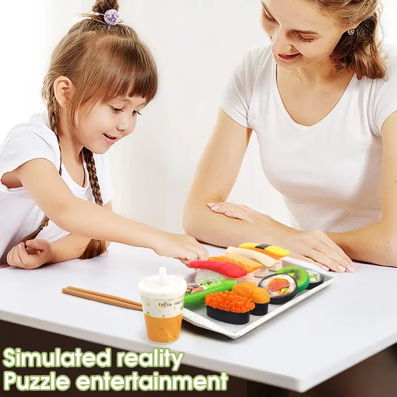 Simulation Sushi 3D Pretend Play DIY Game Toy, 11pcs/set Funny Food Cooking Toy, Sushi Food Drink Toy For Kids, Kids Stocking Filler 3