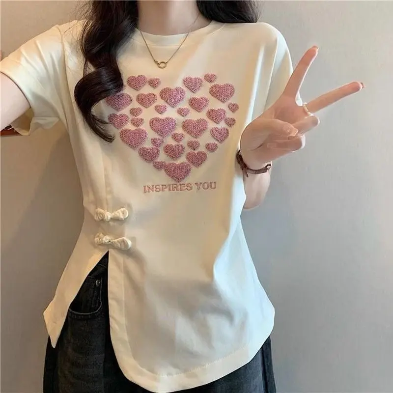 Áo Thun Ngắn Tay Ngoại Cỡ Quần Áo Nữ, Thiết Kế Bất Đối Xứng, Thích Hợp Cho Cô Gái Đầy Đặn, Che Bụng, Áo Mỏng, Thời Trang, Hàng Mới Về 2024, Áo