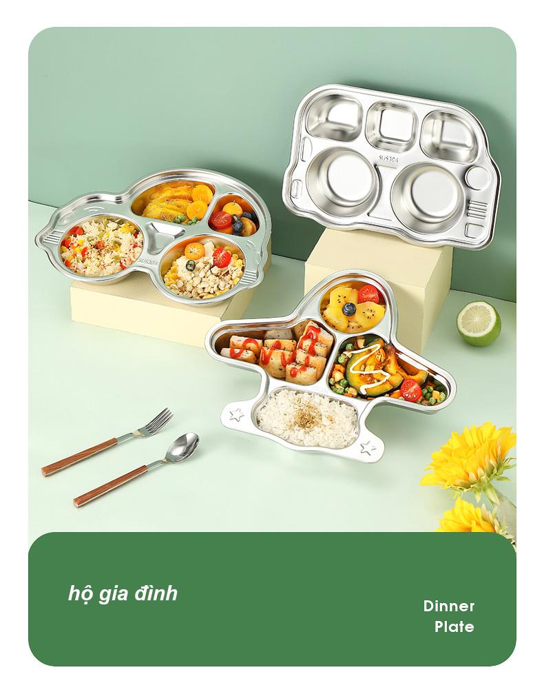Product Introduction of Khay ăn dặm cho bé inox 304 cao cấp, hình peppa pig kitty gấu panda ô tô dễ thương 18
