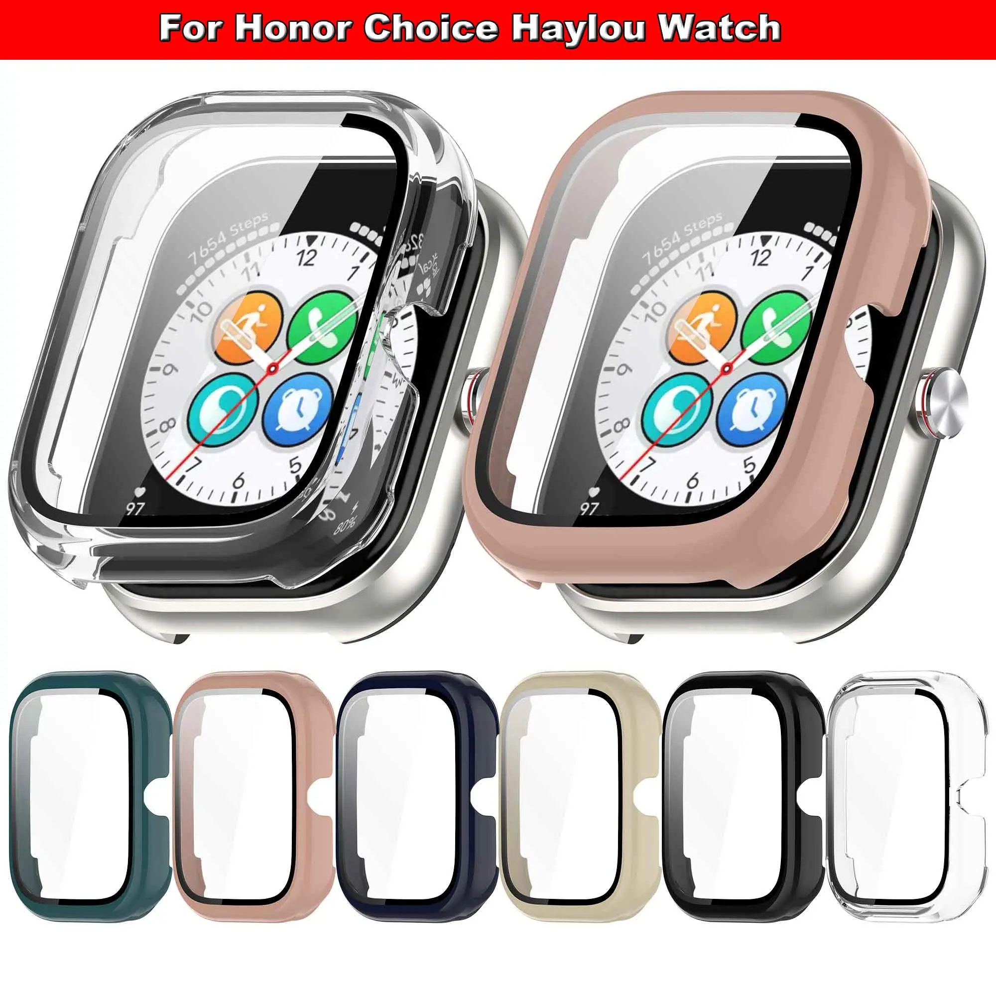 Tempered Glass Film + Case For Honor Choice Haylou Watch Protective Cases Smartwatch Screen Protector Full Coverage Cover Hard PC Frame Shell