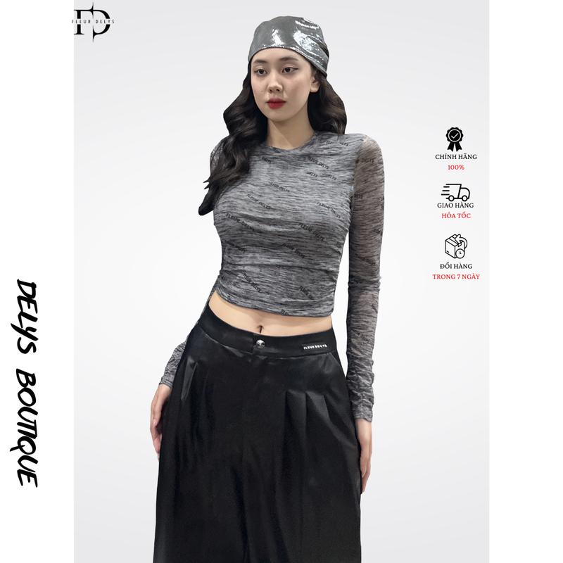 Áo Thun Lưới Nữ Xám Muối Tiêu Cổ Tròn Delys DLAC154