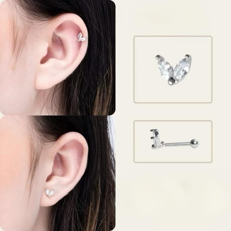[009] Bông tai bạc đá hạt thóc chốt ren nhỏ xinh SolSilver 3